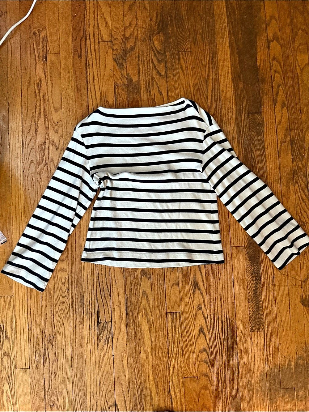 COS Striped Cotton Wide-Sleeve Boatneck